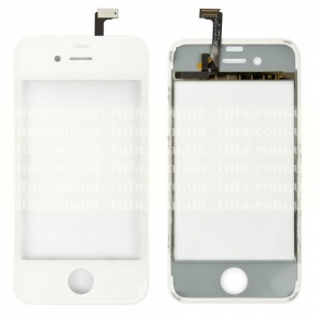Сенсорный экран (тачскрин) для Apple Iphone 4 с рамкой, белый